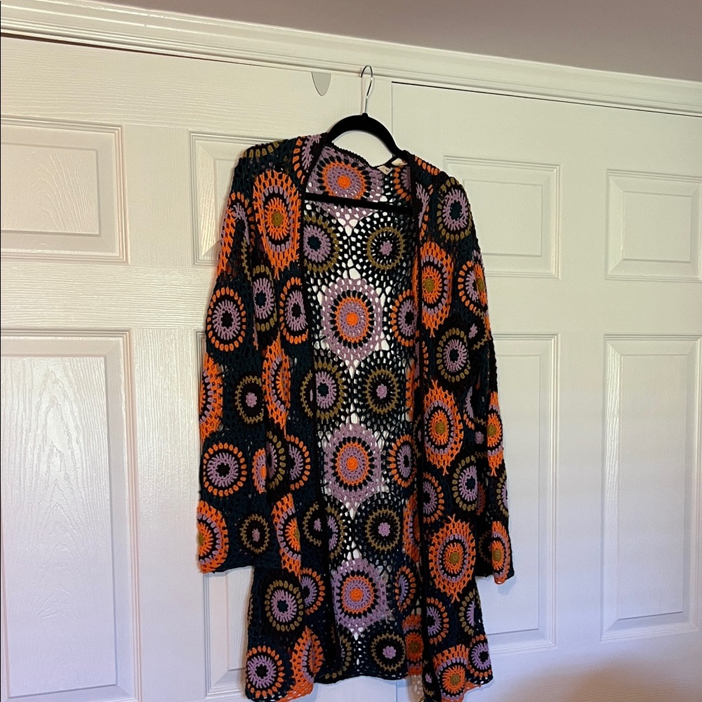 Moth Multicolor Crochet Cardigan